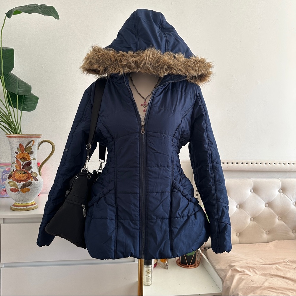 Vintage Rampage Women's Navy Faux fur Jacket